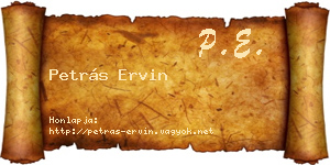 Petrás Ervin névjegykártya